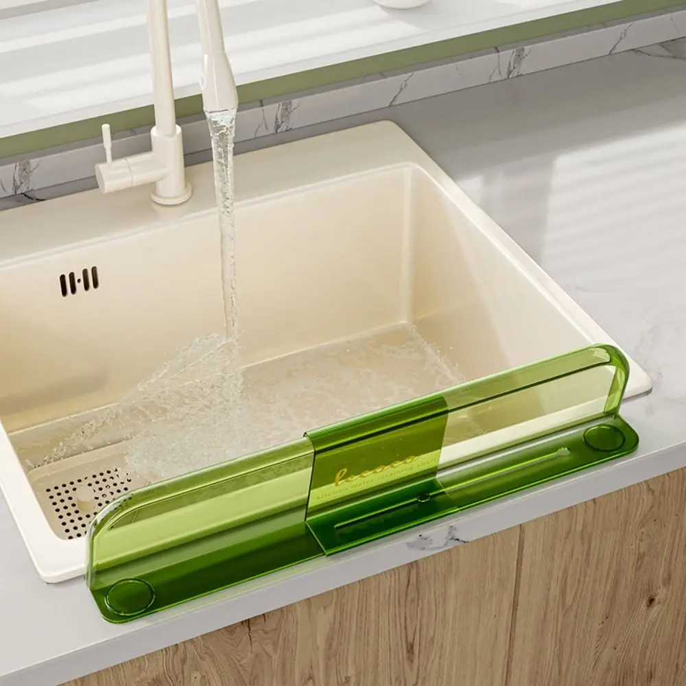 

Stretchable Sink Water Splash Guard Oil-Proof Heighten Kitchen Waterproof Screen Easy To Install Self-adhesive Bottom