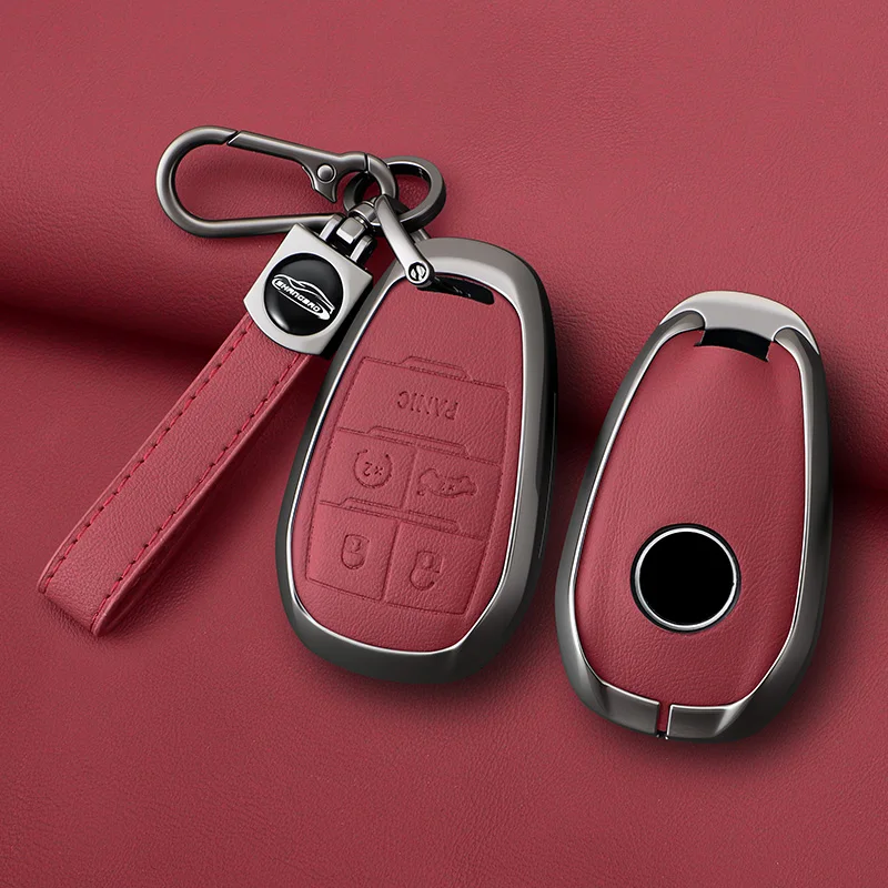 Metal Leather Car Smart Key Case Cover  for Alfa Romeo Giulia 2015 +Stelvio 2016+ Spider Etcetera Protector Shell