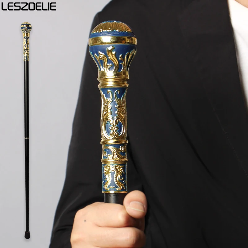 93cm Luxury Gold With Blue Walking Stick Man Fashion Walking Cane Women Wedding Party Sticks Lady Elegant Vintage Walking Cane