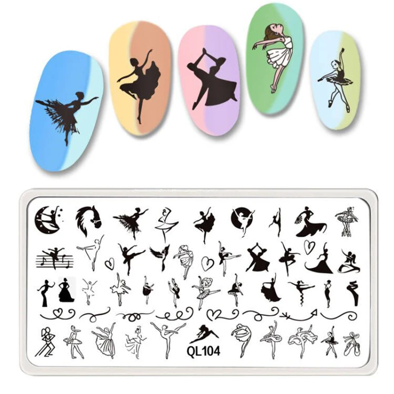 Ballet Dancer Nail Stamping Plates Tiger Cartoon Design Image Printing Plates Stencil Stamp Manicure Tools