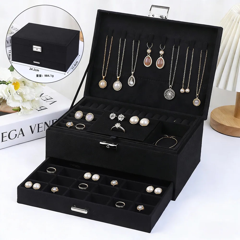 Lockable Travel Jewelry Organizer Box, 2 and 3 Layer Options — detail 5
