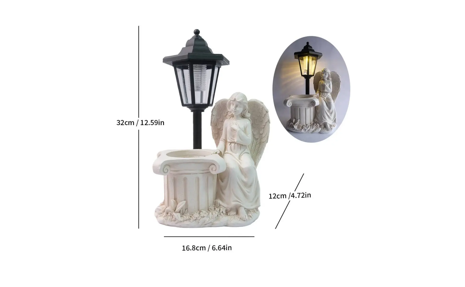 Solar Angel Statue Flower Pot Design Angel Planter Light Fairy Statue Resin Material Outdoor Decor Welcome Sign for Pathway