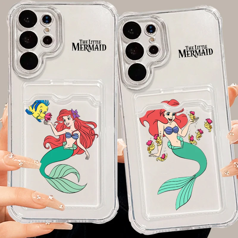 Disney The Little Mermaid Art For Samsung S24 S23 S22 S21 S20 Ultra FE Plus A55 A53 5G Photo Card Bag Transparent Soft