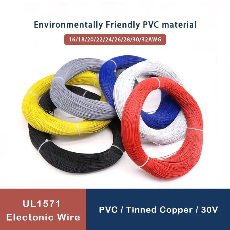 

UL1571 Electronic Wire 32 30 28 26 24 22 20 18 16 AWG PVC Insulated Tinned Copper Environmental DIY Cord LED Line