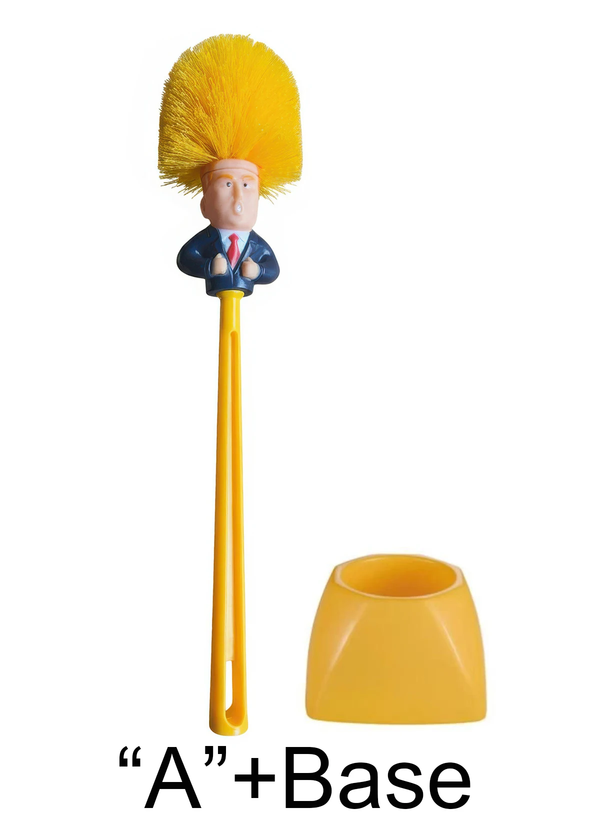 Grappige geel haar cartoon toiletborstel met houder |   Creatieve badkamerreiniger |   Uniek Gag-cadeau voor volwassenen, vrienden, feestplezier