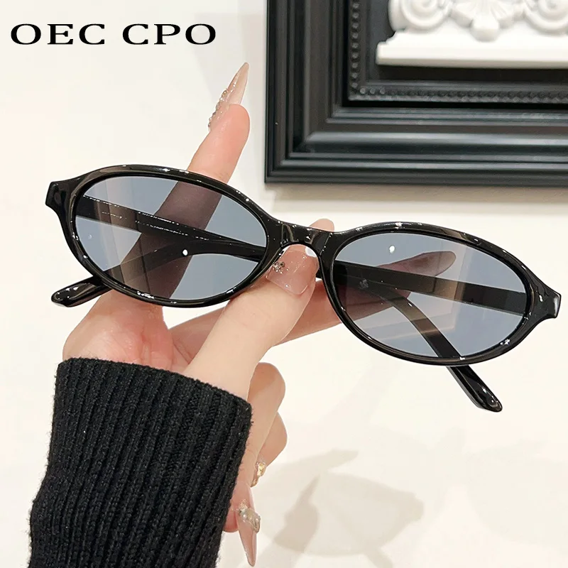

OEC CPO Retro Small Cat Eye Sunglasses Women Fashion Oval Candy Color Sun Glasses Female Trending Rivets Punk Eyewear