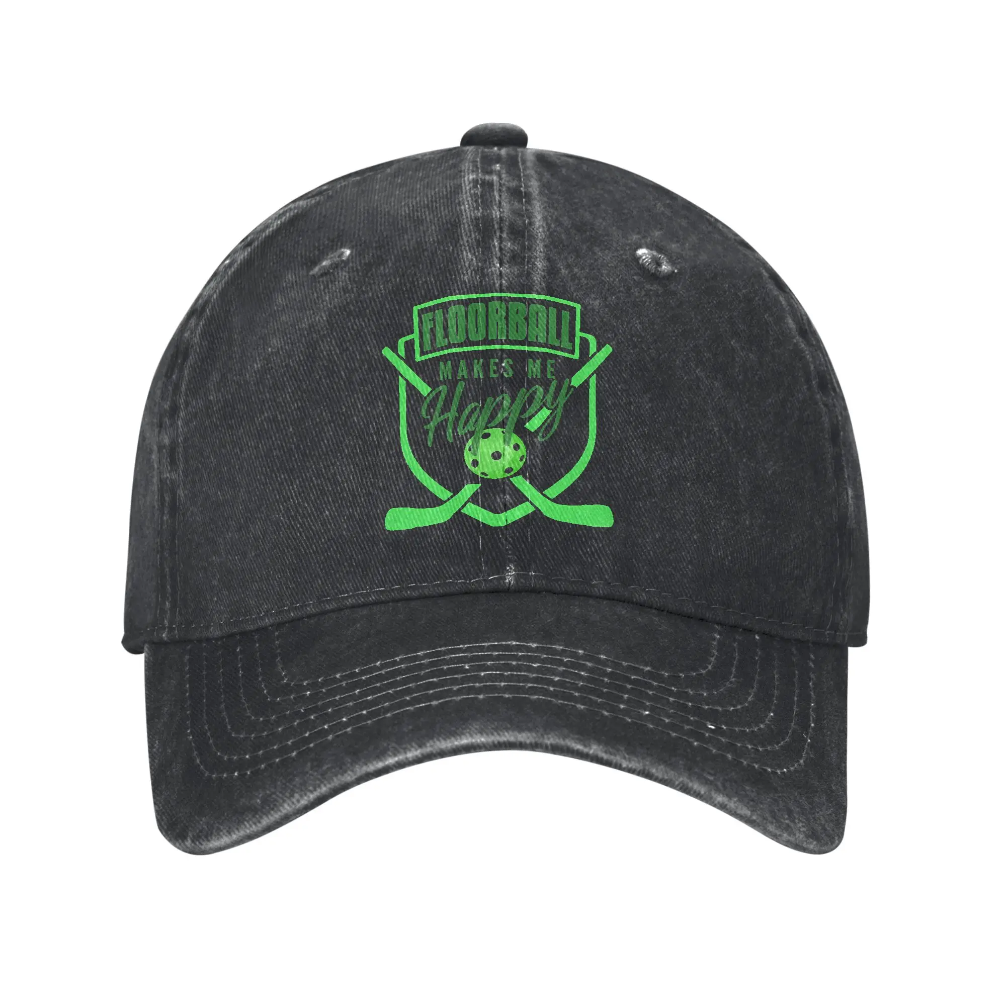 Floorball makes me happy Unihockey Fashion Baseball Cap Trendy Sharp Visors  Cycling Sharp Visors