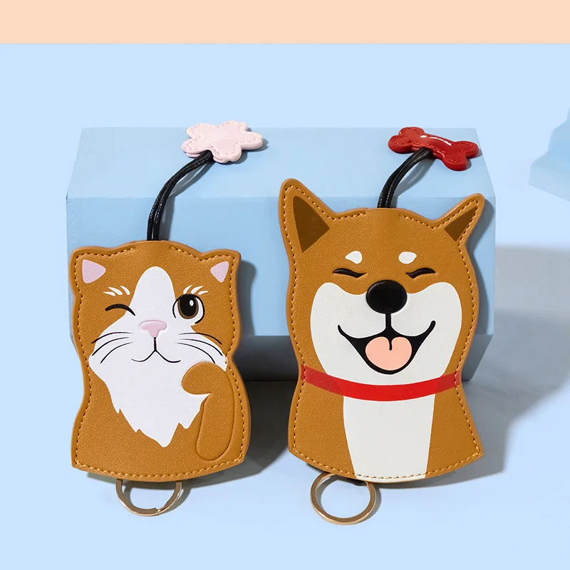 Lovely Cat Shiba Inu Unisex Pull Type Key Bag PU Leather Key Wallets Housekeepers Car Key Holder Case New Leather Keychain Pouch