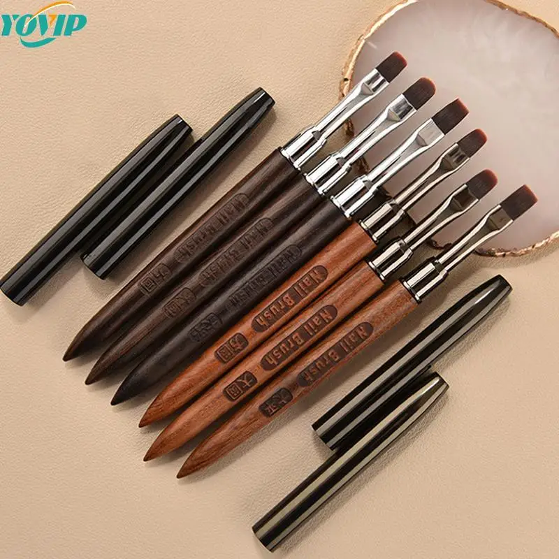 1pc Nail Pen Brush Wooden Handle Nail Glue Phototherapy Pen Suitable for Professional Salon or Home Use Gel Nail Brush 6 Sizes