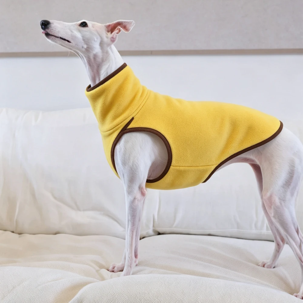 Effen fleece wintervest met hoge hals voor Italiëns Greyhound, warme jumpsuit als basislaag voor Whippet, Saluki en Bedlington honden.