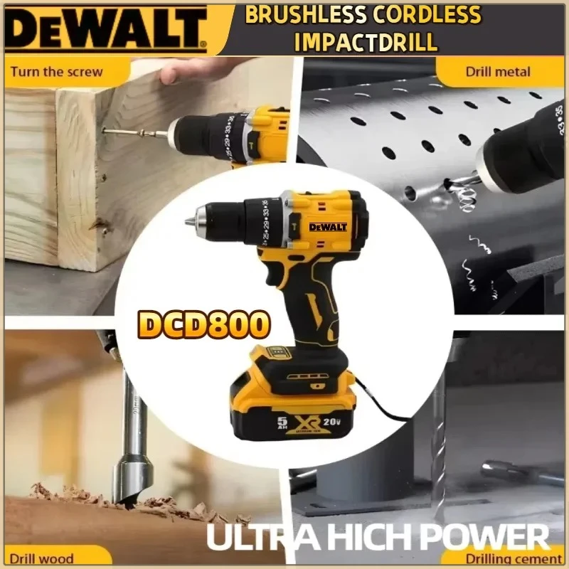 ديوالت لبطارية 20 فولت DCD800 2000 دورة في الدقيقة مثقاب كهربائي لاسلكي 1/2 بوصة مفك كهربائي بدون فرش أداة كهربائية ليثيوم #4
