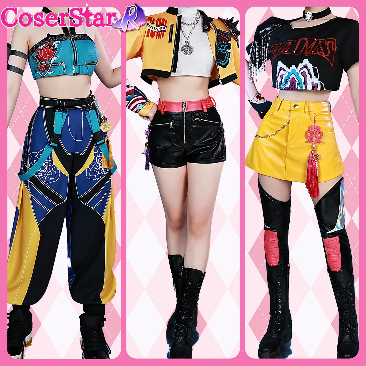 

CoserStar-R Zoey Rumi Mira Косплей Костюм Парики для HUNTR X Kpop Demon Hunters Daliy Косплей Женщины Девочки Ребенок Взрослые Дети