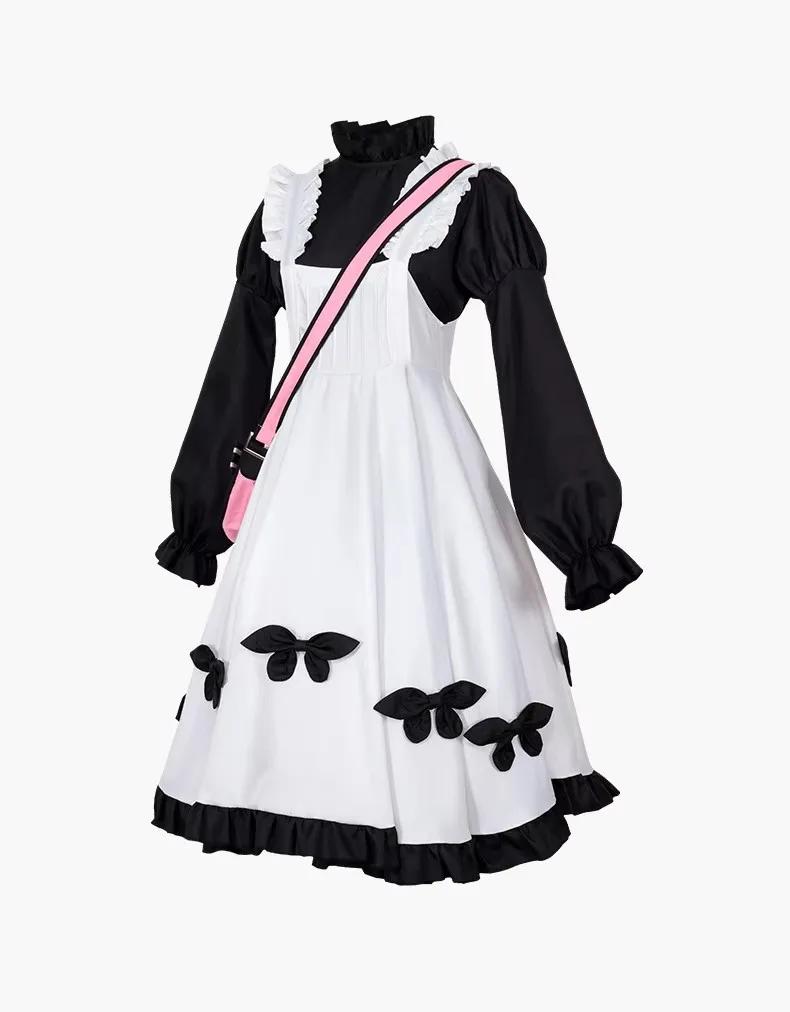 الهوية Vlawson الذاكرة أليس تأثيري حلي أسود أبيض بروتيل تنورة لوليتا امرأة خادمة Kawaii بدلة الحفلات #3