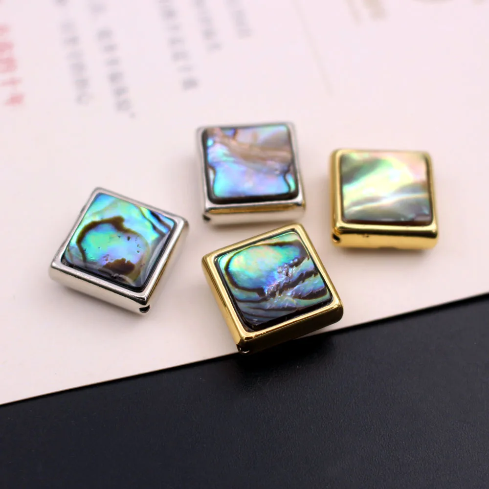 6pcs Natural Abalone Shell Pendant Round Square Heart Oval Shape Spacer Beads DIY For Jewelry Making Bracelet Necklace Earrings