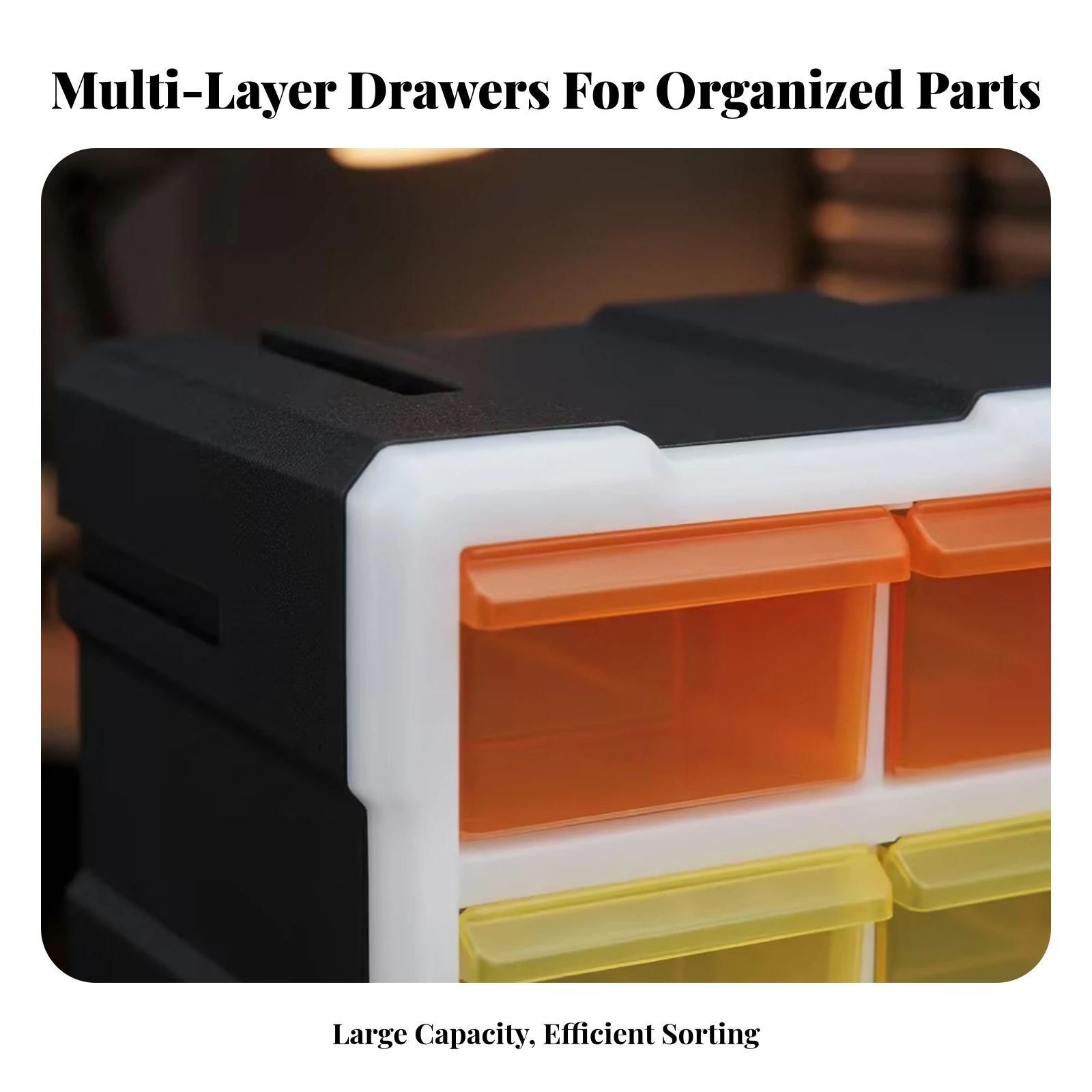 Small Parts Organizer Compact Clear Plastic Drawer Organizer Black Frame 18-Drawer Cabinet view 5