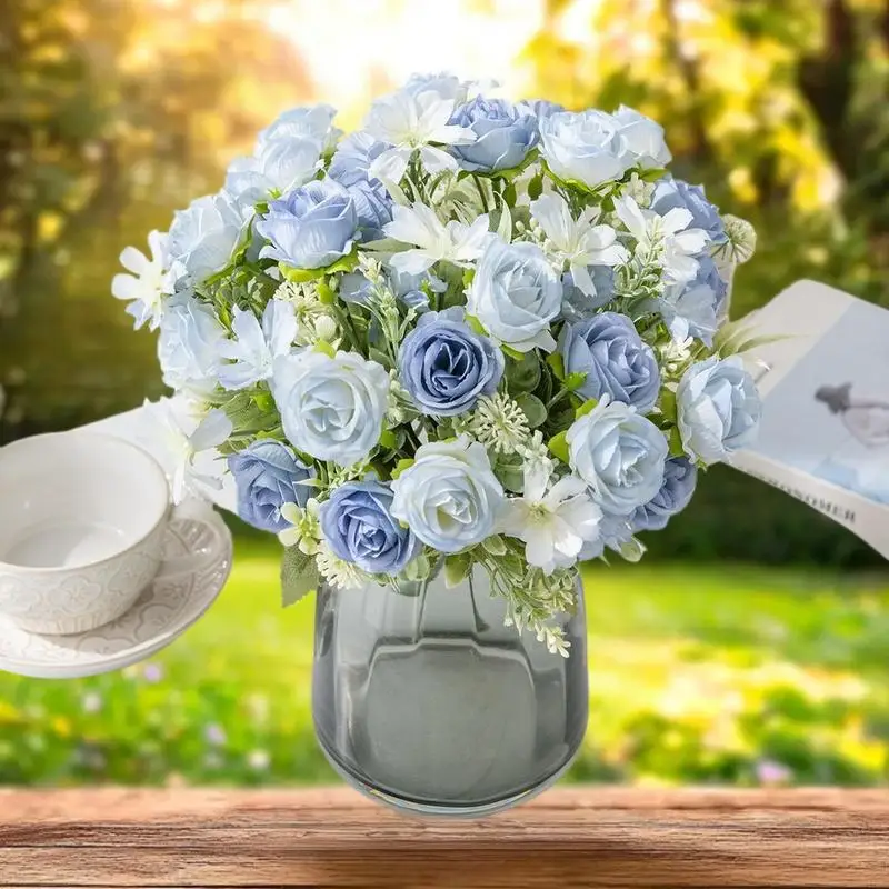 1PC Silk Roses and Hydrangeas Artificial Bridal Bouquet for Home and Wedding Decor