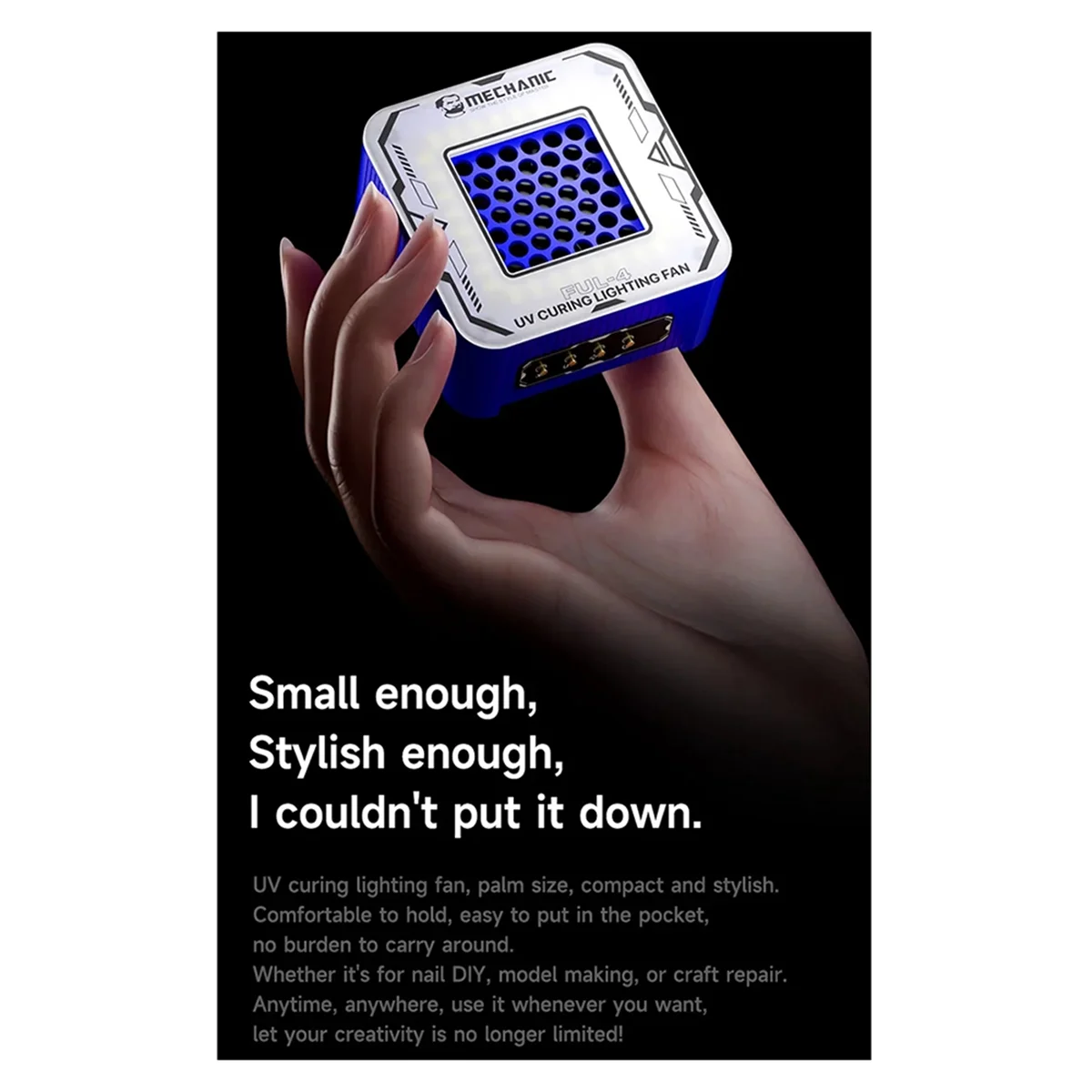 A83Z  FUL-4 UV Curing Lighting Fan 4-in-1 Smoke Extractor Cooling Lamp Adjustable Speed for Phone PCB Repair