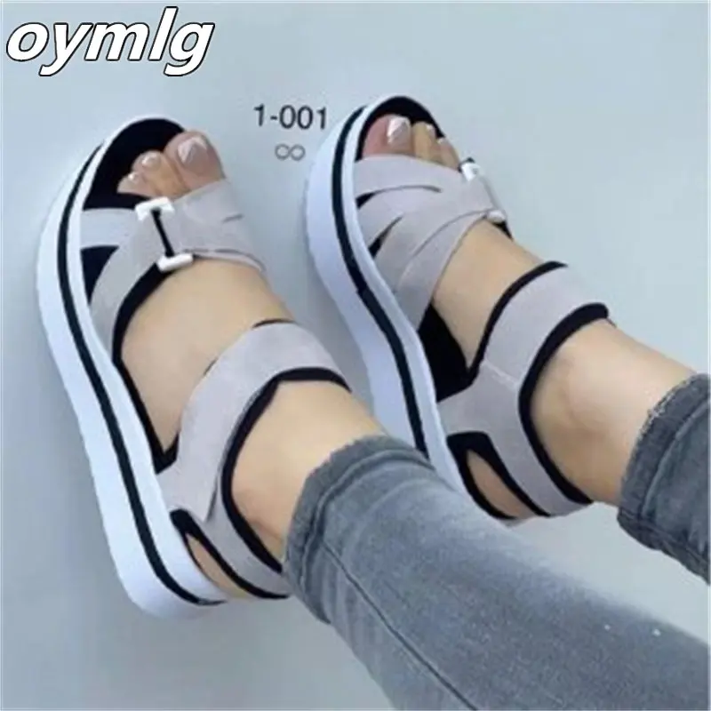 2023 new muffin thick sole sandals women's large fish mouth slope heel sandals in stock