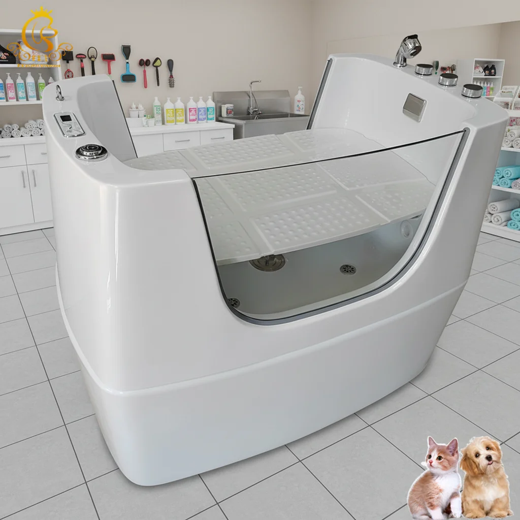 New Arrival Dog Grooming Pet Bathtub Pet Whirlpool Acrylic Bubbles Freestanding Massage Pet Bathtub