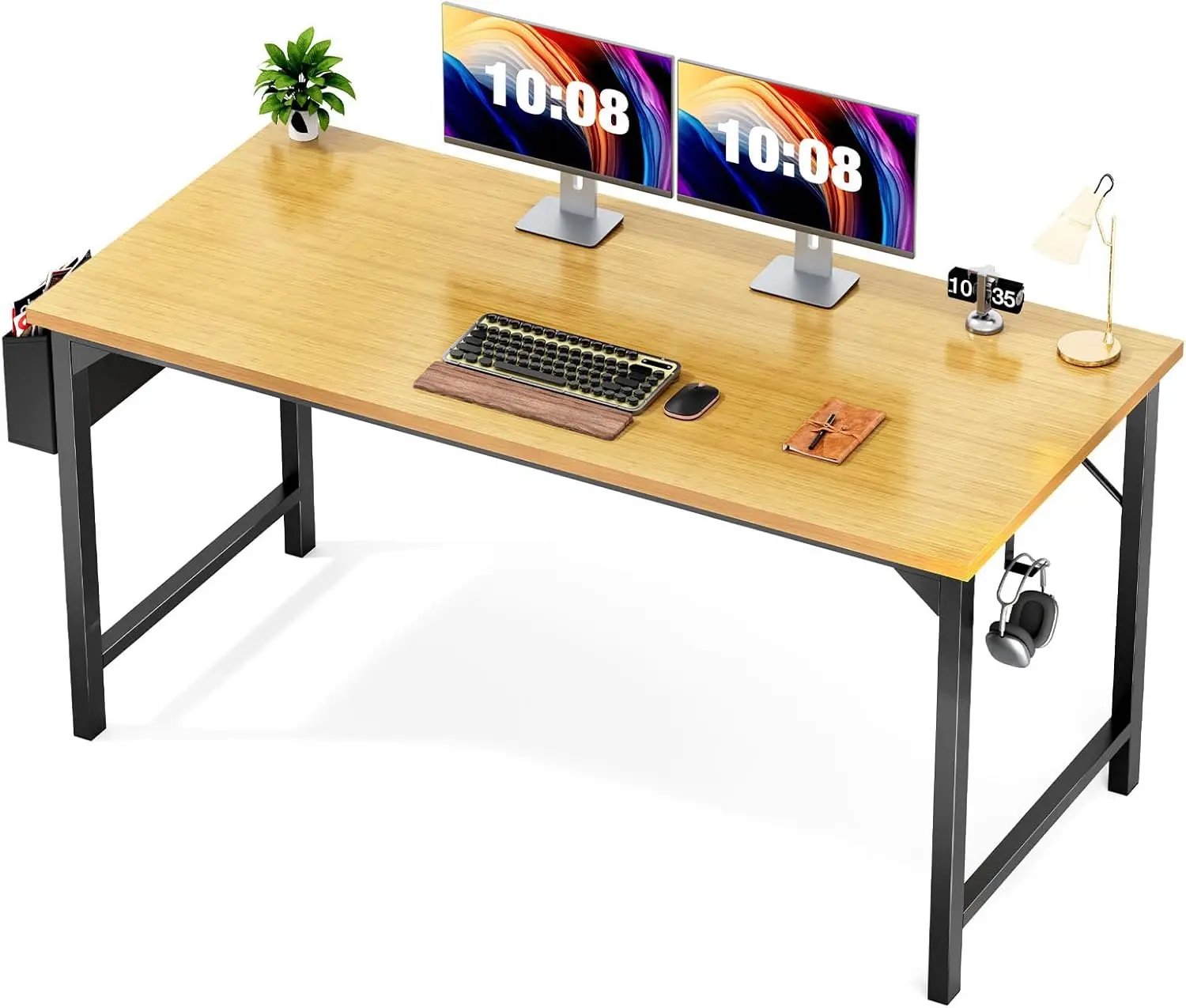 

48 Inch Modern Wooden Computer Desk with Headphone Hooks & Storage Bag for Home Office Study