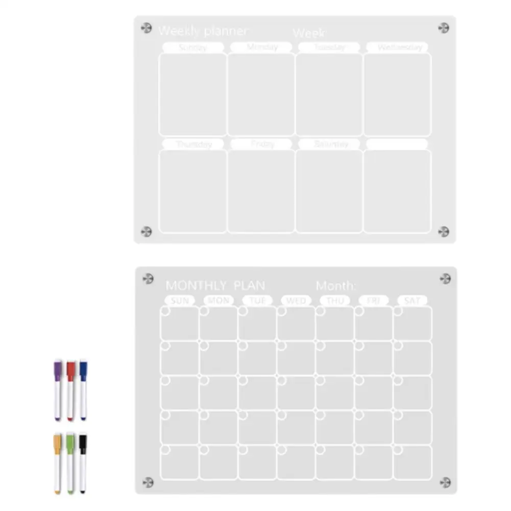 Wöchentlich Plan Notizen Nachricht Bord Löschbaren 3d Magnetische Magnetische Acryl Kühlschrank Aufkleber Büro Saug Diy Liefert H2a2