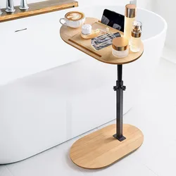 Wooden Bathtub Side Tray,Bamboo Bathtub Tray Table,Height Adjustable Freestanding Bath Caddy Tray Bathtub Side Table Home Spa