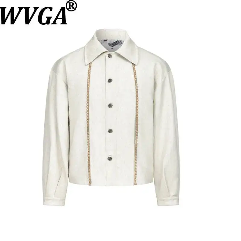 WVGA Spring Autumn New Men Floral  Linen Blend Fabric Short Wide Textured Woven Multi Style Jacket Niche Chic Casual Coat W25774