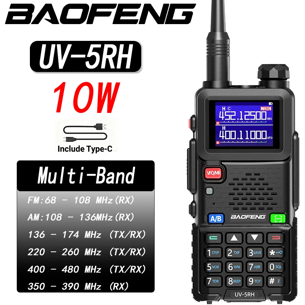 

Baofeng UV-5RH 10W Air Band Walkie Talkie | Long Range Wireless Copy Frequency|Type-C|UV-5R Series Ham Two Way Radio Transceiver