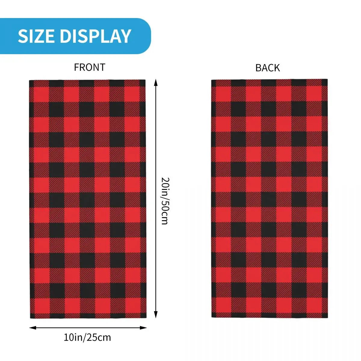 Christmas Red Black Checkered Bandana Accessories Neck Cover Printed Gingham Check Face Balaclava Lumberjack Pattern Mask Scarf