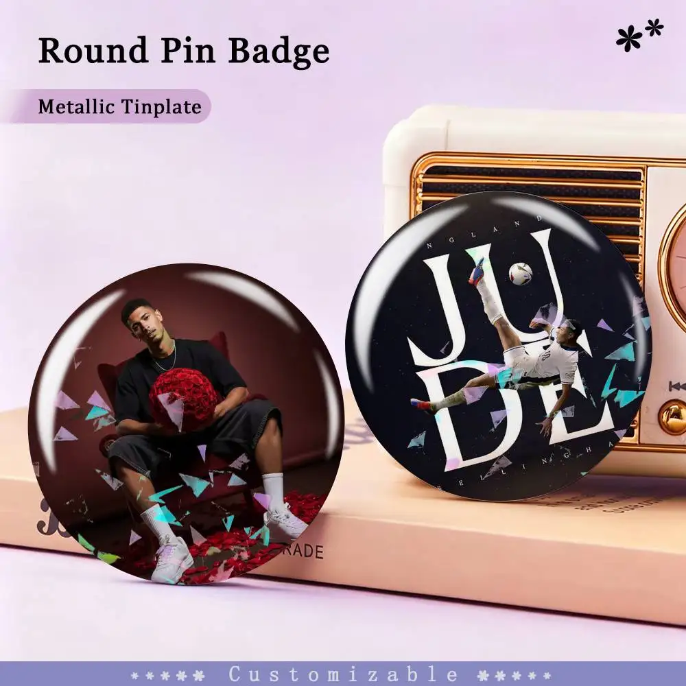 Football Star J-Jude Bellingham Badges Creative Tinplate Round Button PinsBrooch Badge Clothes Backpack Custom