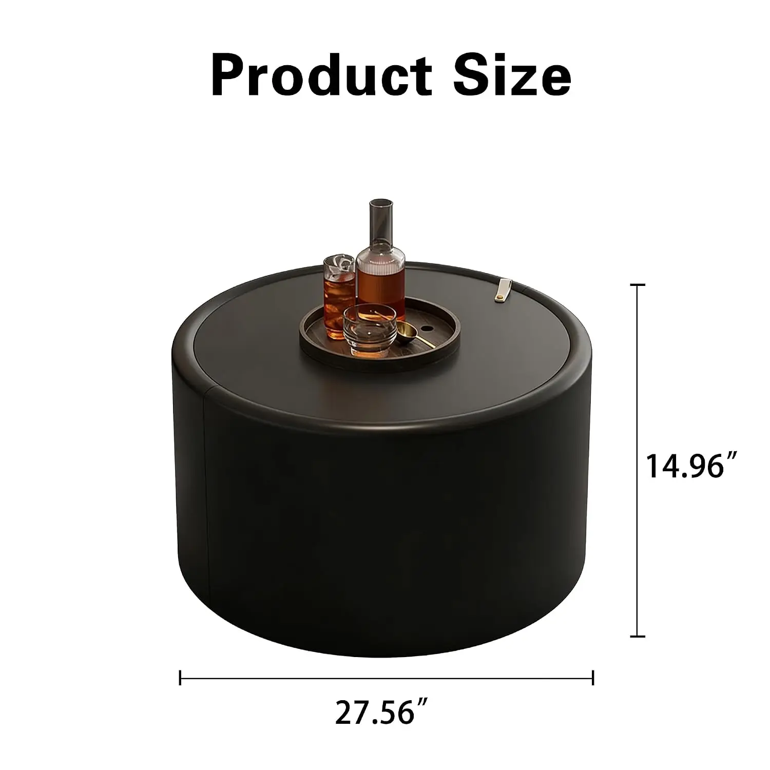 Round Coffee Table Hidden Storage, 27.56
