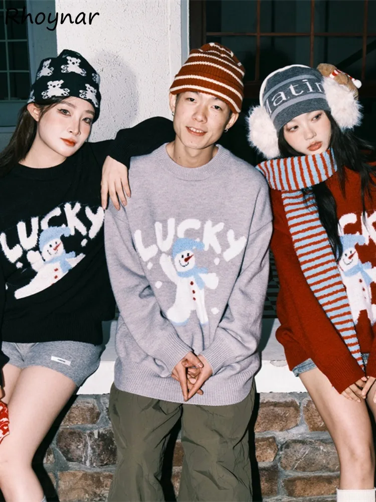 

Pullovers Women Warm Hipster Prevalent Baggy Loose Unisex Couples Sweaters Traf Homme Sueter Mujer Polyester Acrylic Cotton Ins