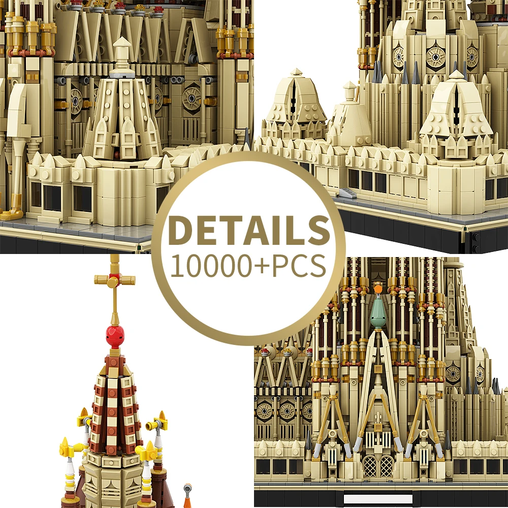 Moc Sagrada Familia Bausteine-Set, Christus-Kathedrale, Architektur, dekoratives Modell, Spielzeug für Erwachsene, Weihnachtsgeschenk, 10055 Stück