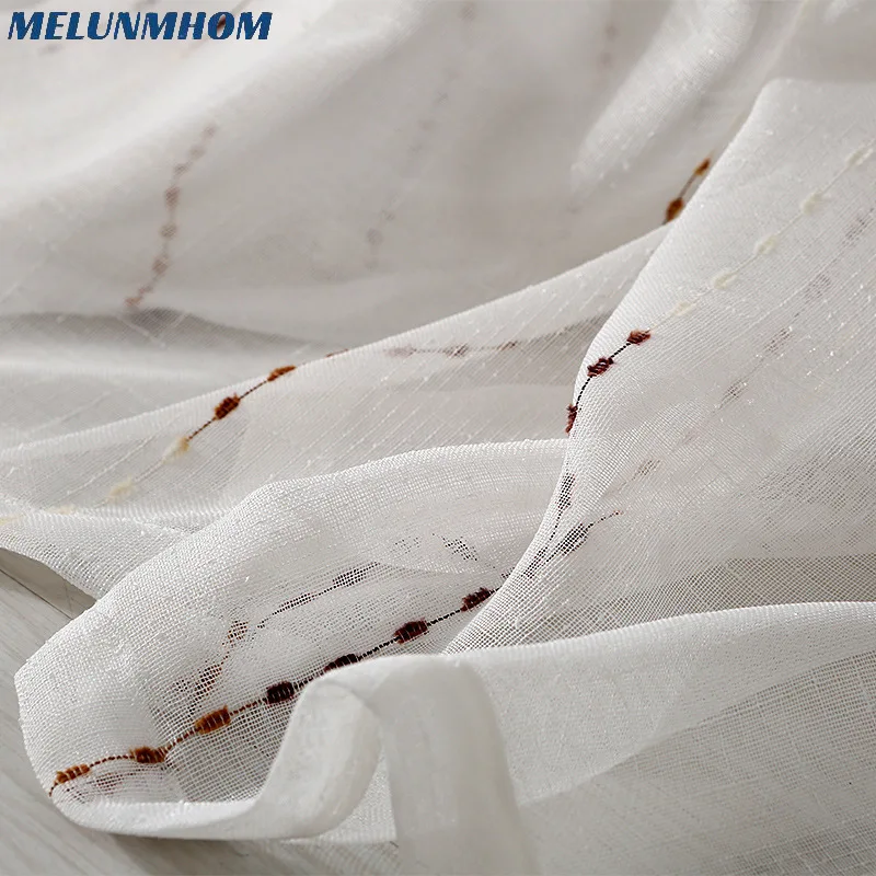 Vertical Stripe Window Screen White Curtains for Bedroom Linen Tulle Sheer Curtains for Living Room Door Drape Yarn for Kitchen