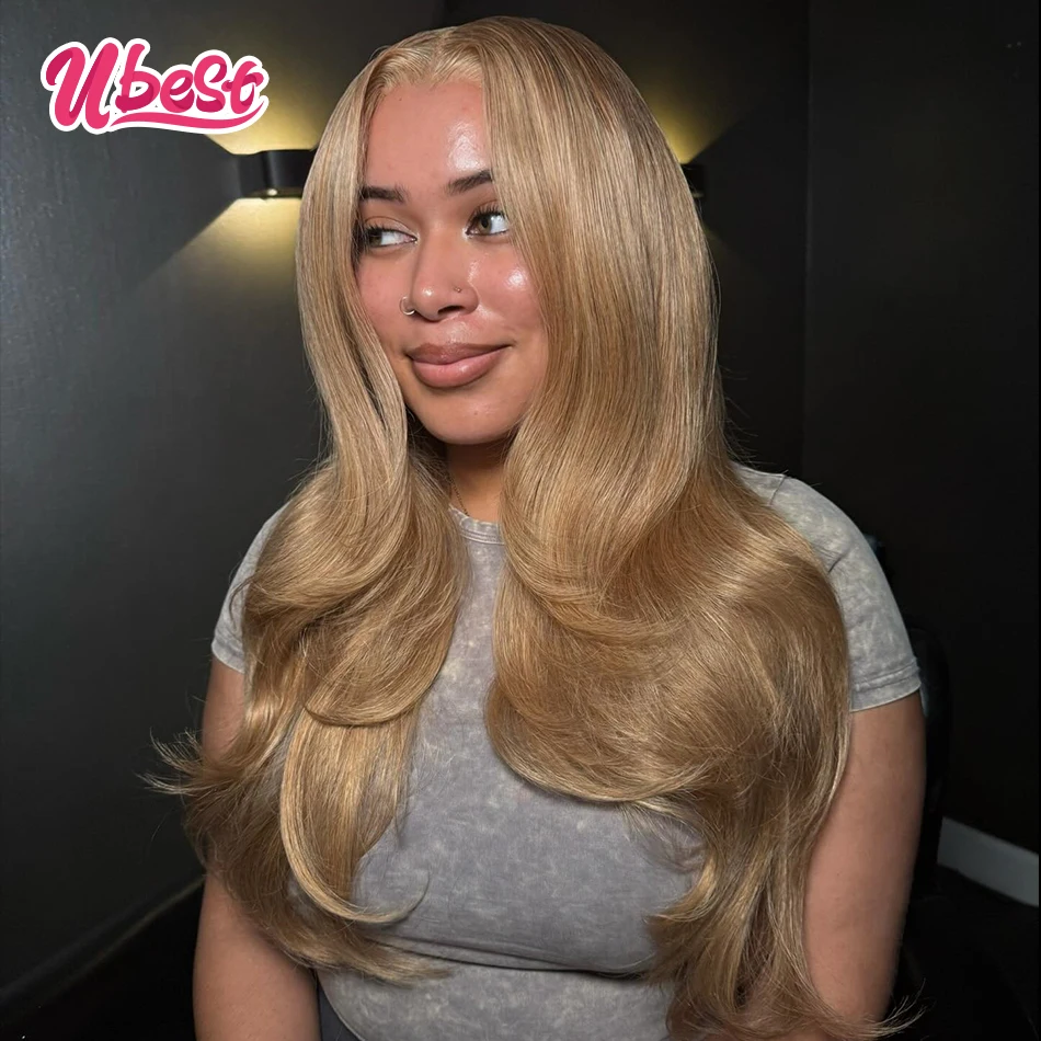 

Ubest 13X6 Transparent Lace Front Wigs Body Wave Human Hair Linen Colored Honey Blonde 5X5 Lace Wig Pre Plucked For Black Women