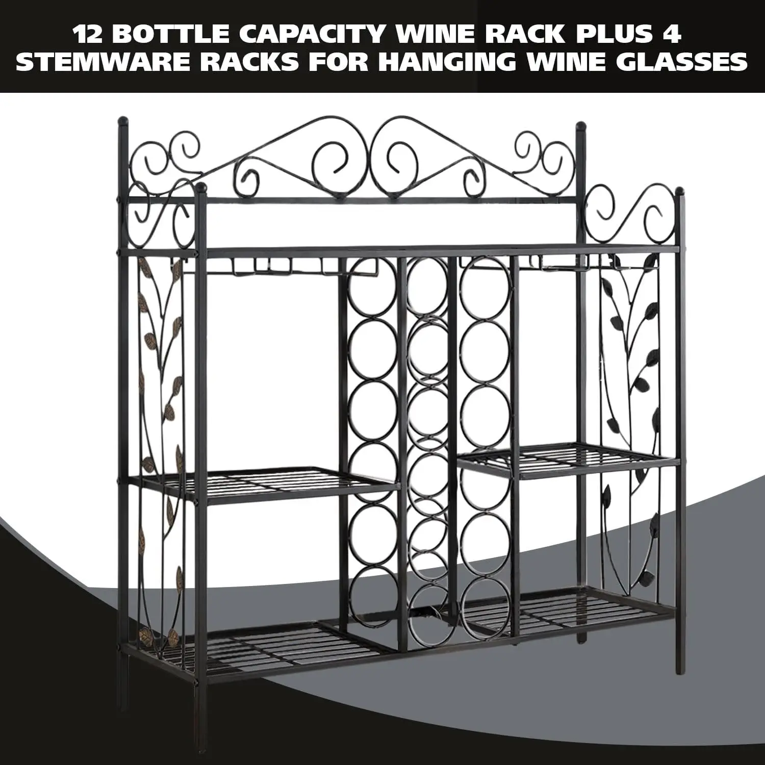 - Metal Console  Wine Rack, Liquor  Cabinet with Glass Holder, Sofa  with  Shelves for , Buffet, Living Room