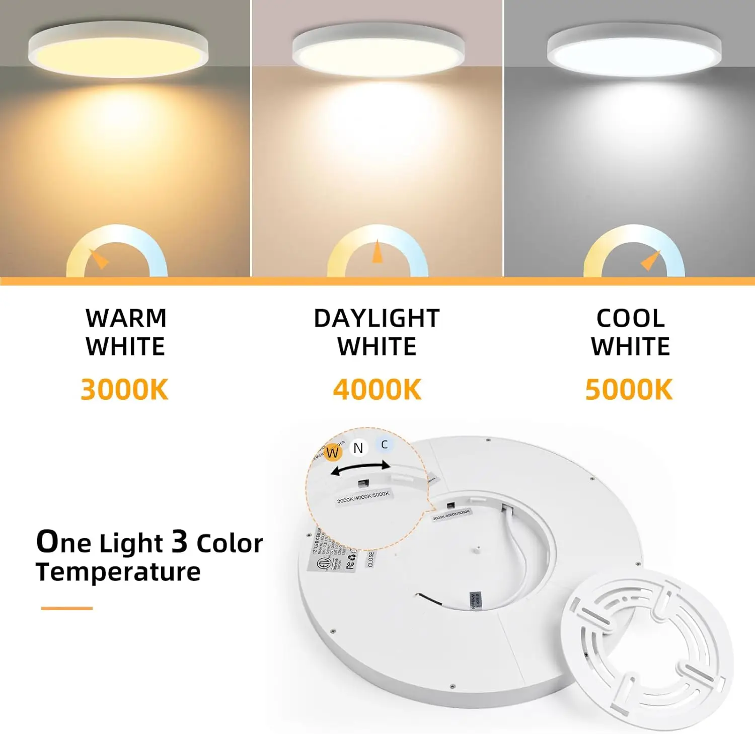 6Pack 12 Inch Flush Ceiling Light Fixture,24W 2400Lm Super Slim Led Ceiling Light 3000K/4000K/5000K Cct Selectable,Flush Mount