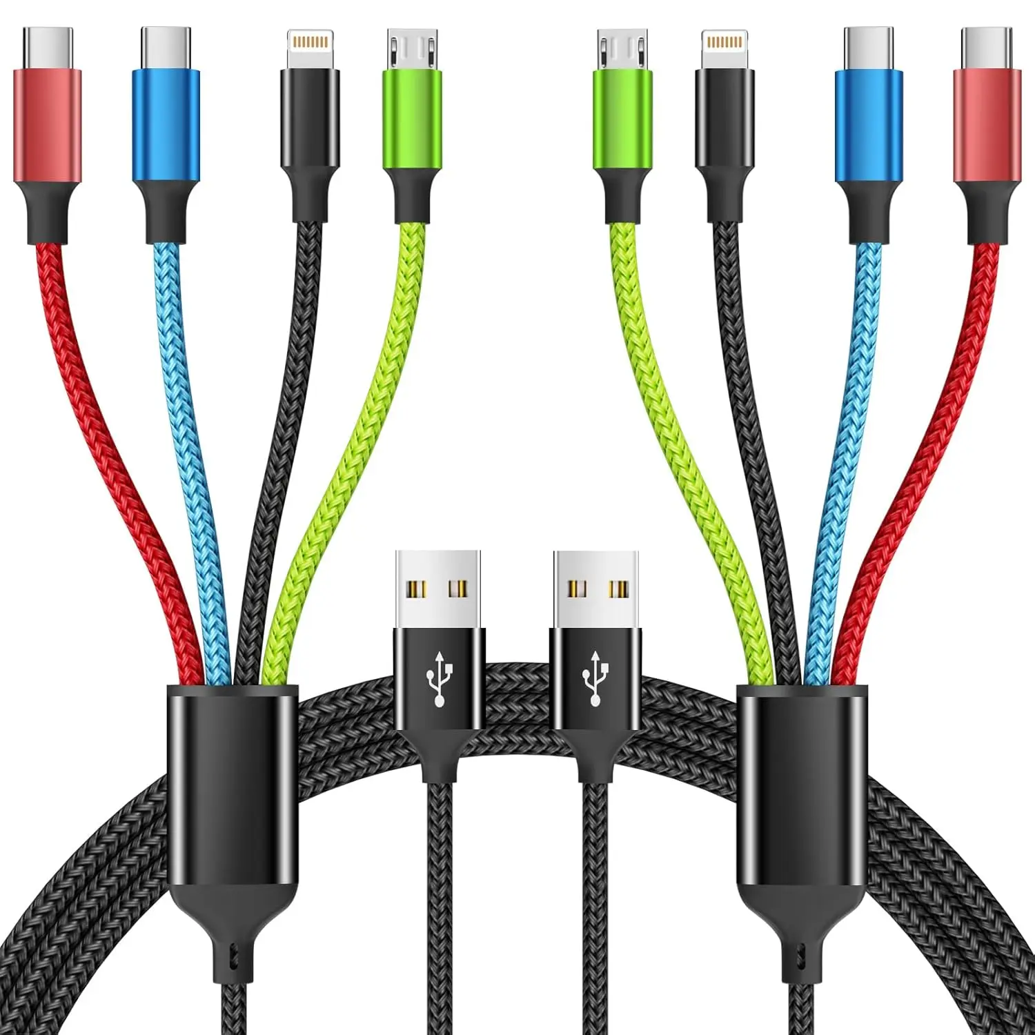 travel-essentials-2pack-5ft-nylon-4-in-1-charging-cables-usb-with-ip-type-c-micro-ports-compatible-most-phones-tablets