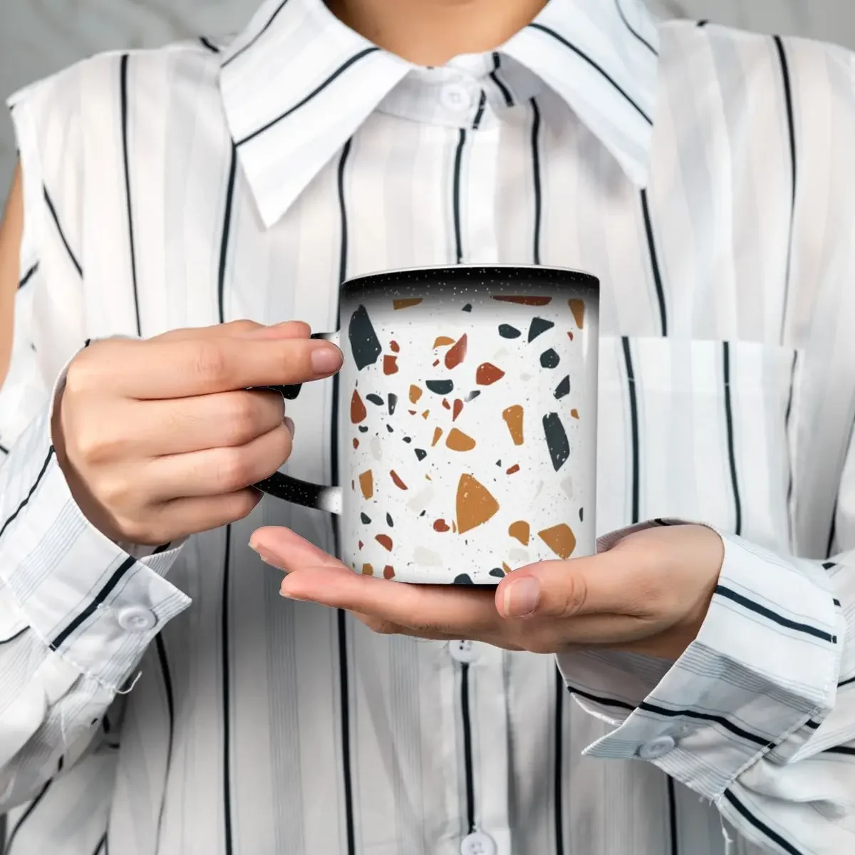 

Кружка с узором под терраццо, забавная керамическая чашка для кофе, чая, молока, посуда для напитков, подарок для друзей