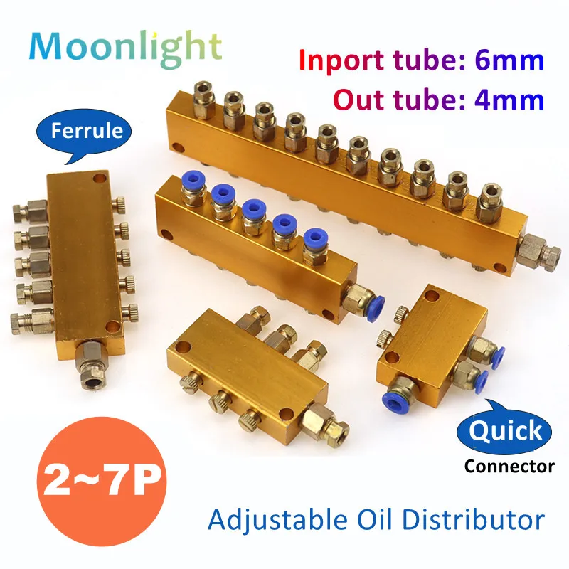 Pneumatic Adjustable Oil Distributor and Lubrication System Distribution Valve Pneumatic Plug In Connector Hose Air Distributor