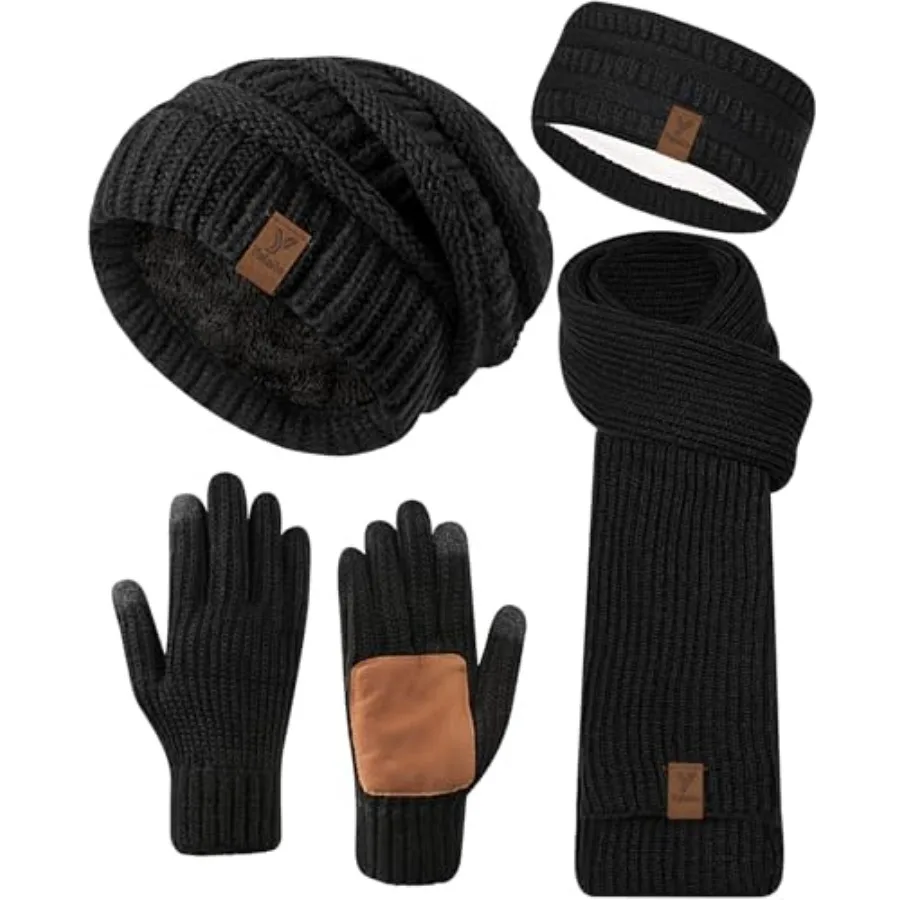Women Winter Beanie Scarf Gloves Set
