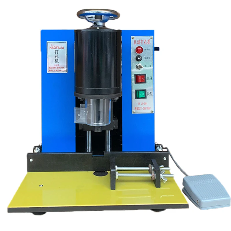 HFJ-01 Automatic Punching Machine Is Used For Tag Handbag Plastic Sheet Cloth Leather Fast Drilling High Precision Electric Tool