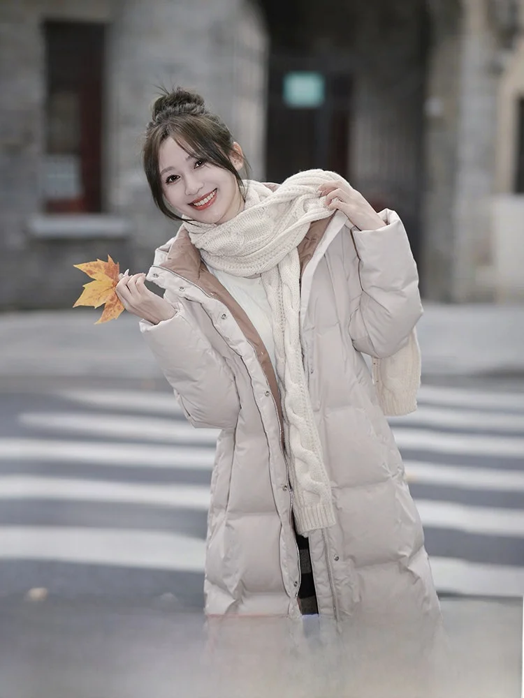 

Bosideng Goose down Puffer Jaet Women's Winter New Sle Hooded Long Warm Thiened Faionable Commute Sle Synthetic Lea...