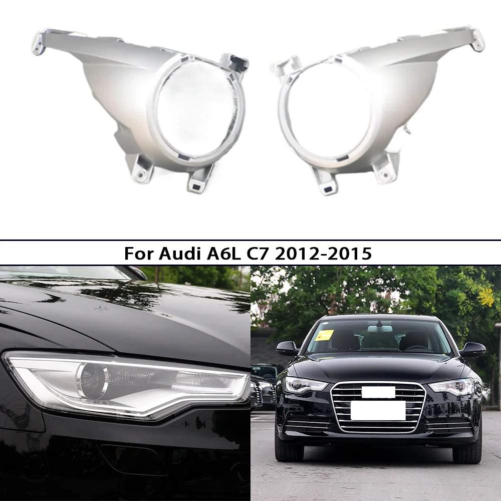 

For Audi A6L C7 2012-2015 Front Headlight Lens Cover, Decorative Silver Frame Inside the Car Light