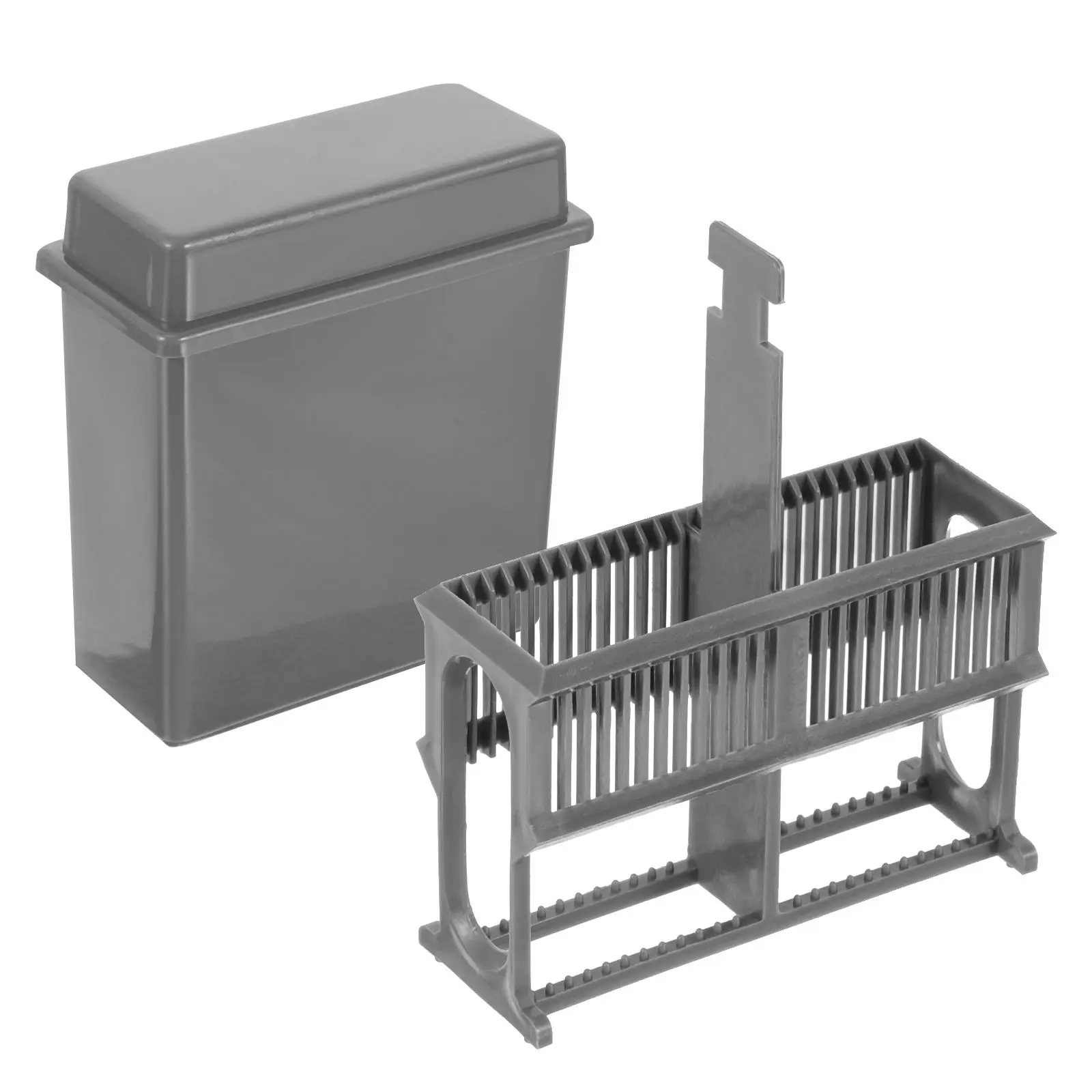 24 Slots Microscope 24 Slots Microscope Slides Staining Jar Slides Staining Rack Jar Lab Storage Stand Teaching Research Gray