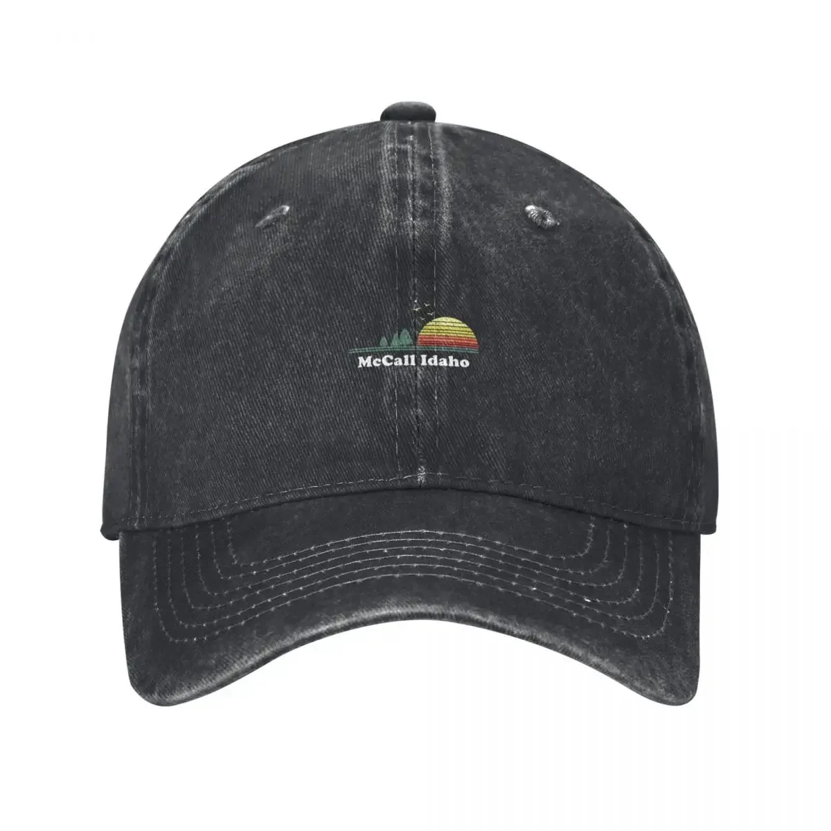 Vintage McCall, Idaho Sunset Souvenir Print Long Sleeve T-Shirt Baseball Cap custom Hat party Hat sun hat Men's Women's