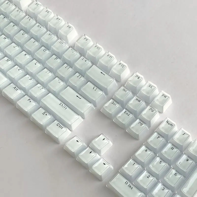 104 Keys Keycaps OEM Profile Translucent Pink Keycaps Mechanical Keyboard for ANSI Layout White Keycaps Backlit Jelly Crystal