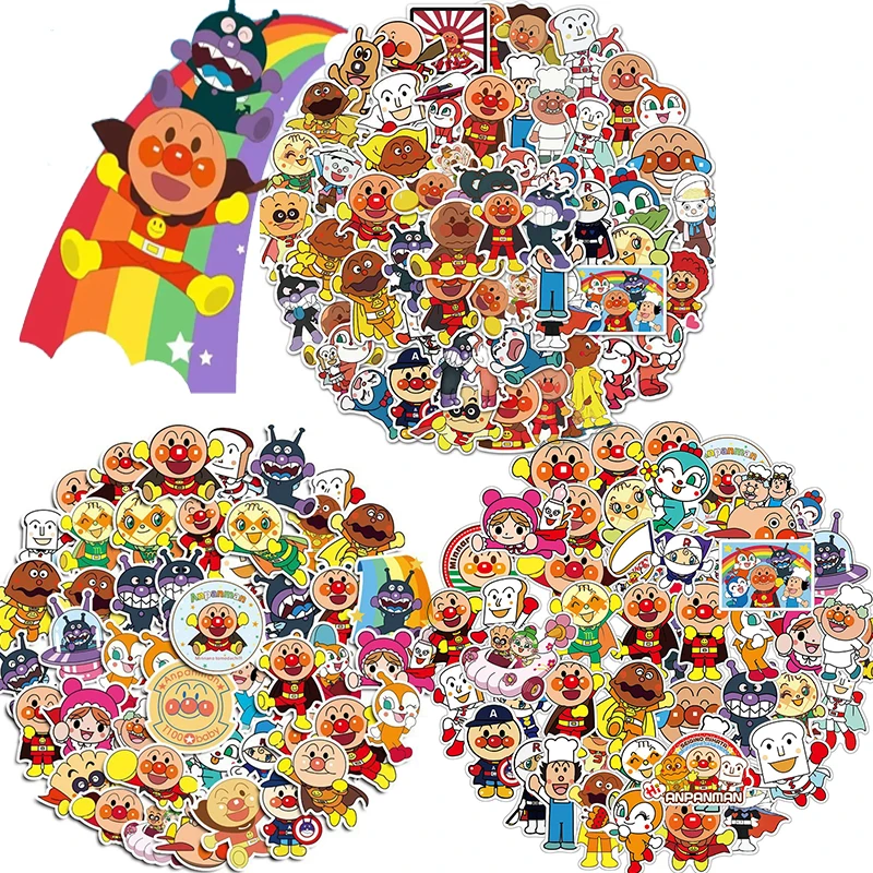

NEW 50PCS 4 Styles Anpanman Personality Originality Stickers Anime Figure Image Refrigerator/phone DIY Graffiti Sticker
