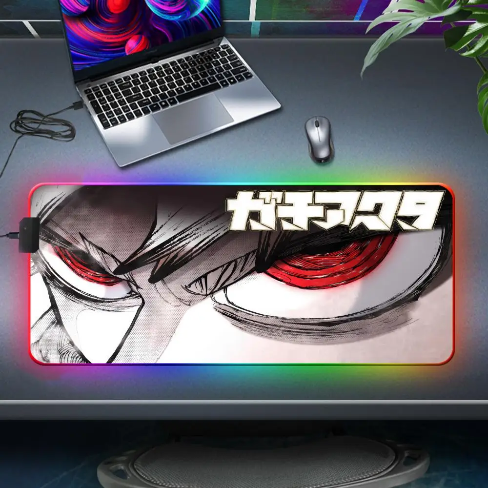 RGB Mouse Pad Gamer Keyboard Pad Japan Anime Desk Mouse Mat G-gachiakuta Rubber Tapis Souris Gaming Notbook PC LED Cool Mousepad