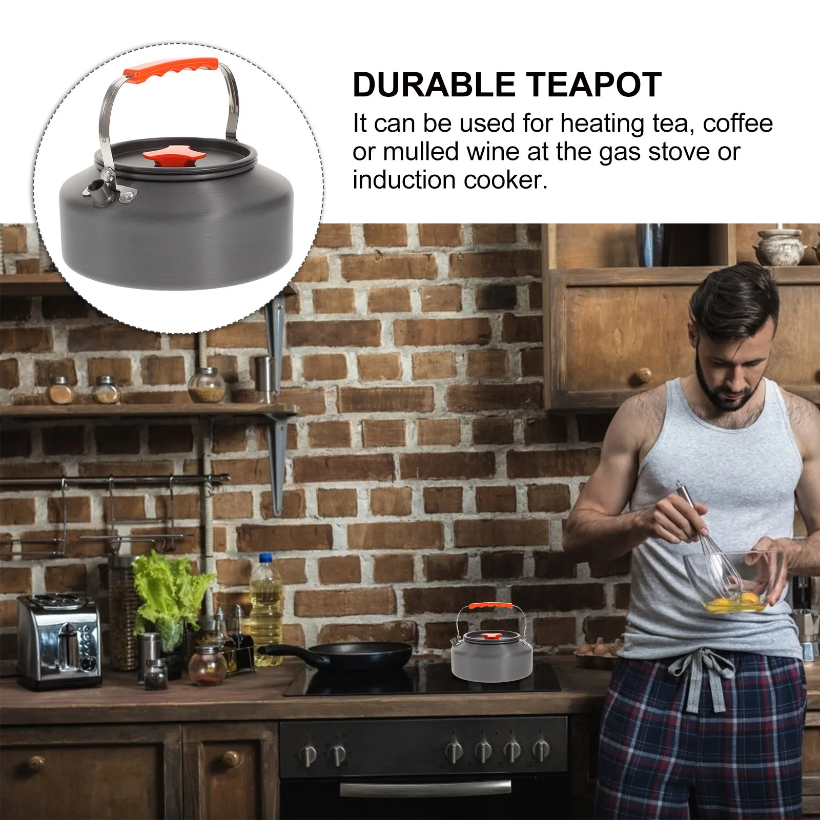 

1Pcs Portable Camping Kettle Aluminium Alloy Water Boiling Kettle Outdoor Tea Pot Durable Camping Supply Home Teakettle
